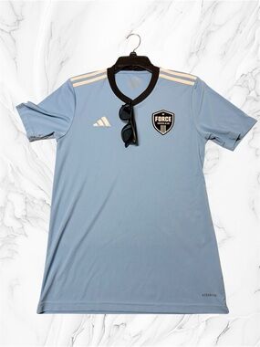 Authentic adidas Light Blue FORCE Soccer Jersey with Black Trim small